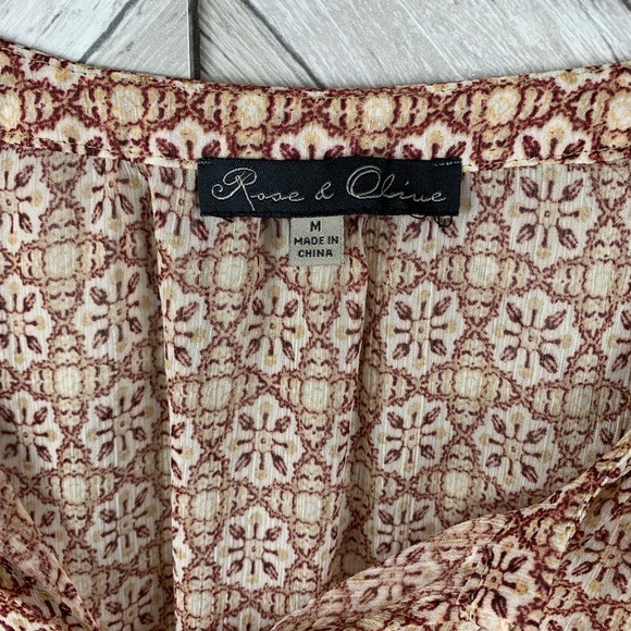 Rose & Olive brown floral boho blouse medium. - Picture 4 of 7